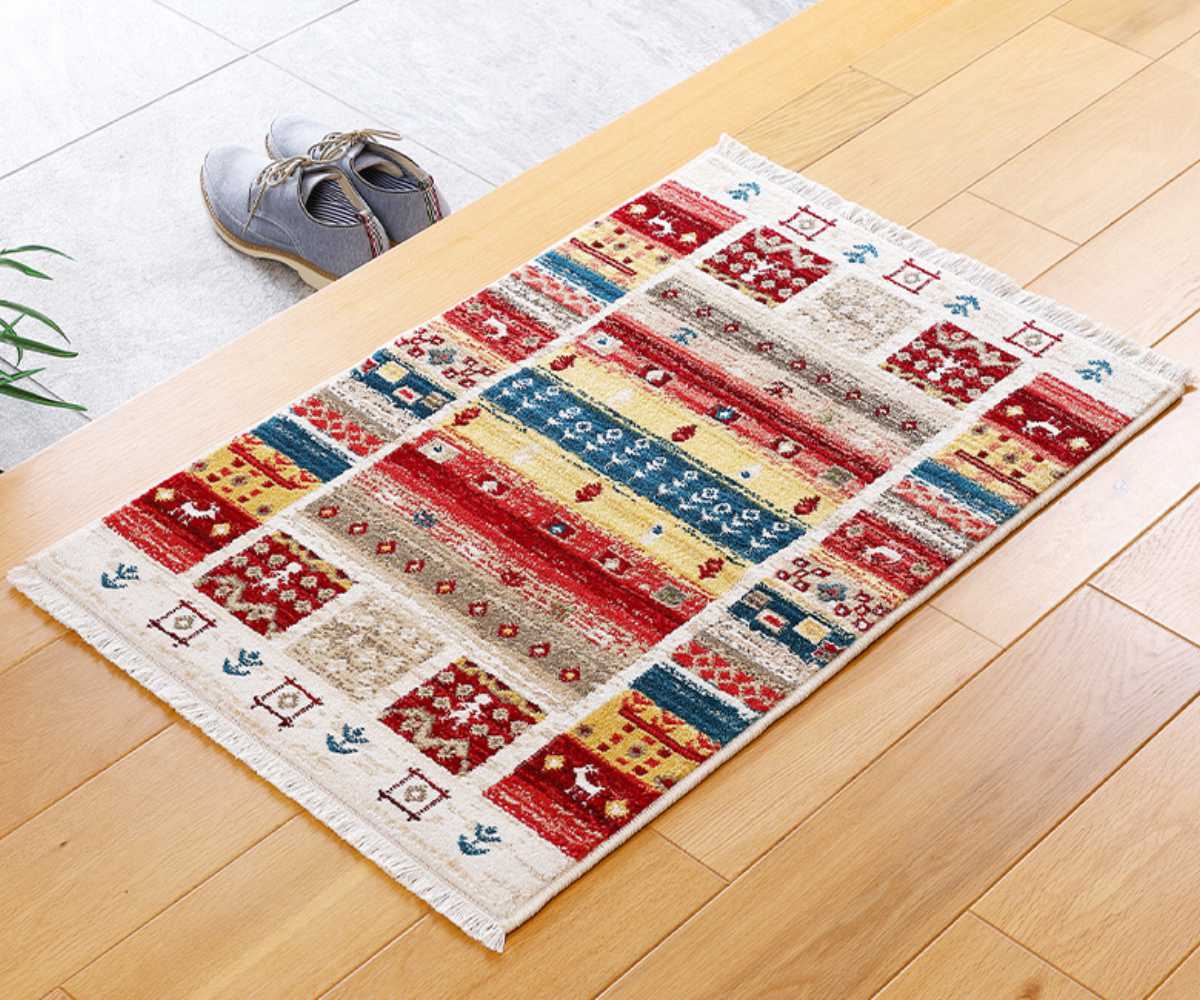 玄関マット 50×80 トルコ製 ウィルトン織の玄関マット RAKKAS 室内 ( マット ラグ 敷物 インテリア おしゃれ ギャッベ 柔らかい 幅80cm かわいい ウィルトンマット キッチン リビング 寝室 洗面所 室内用マット 敷き物 ) 【トワル】 トワル