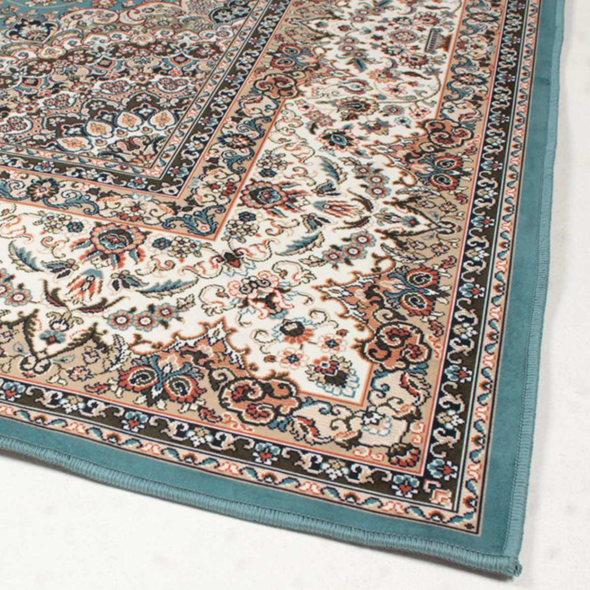 玄関マット 50×80 メダリオン柄 プリントマット 室内 ( マット ラグ 敷物 インテリア おしゃれ 薄手 軽量 滑り止め 手洗い 洗える 幅80cm キッチン リビング 寝室 洗面所 ランドリー 室内用マット 玄関 脱衣所 洗面 敷き物 ) 【ターコイズ】 ターコイズ