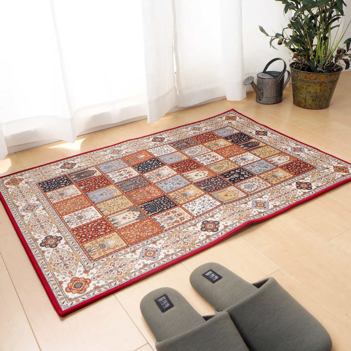 玄関マット 60×90 メダリオン柄 プリントマット 室内 ( マット ラグ 敷物 インテリア おしゃれ 薄手 軽量 滑り止め 手洗い 洗える 幅90cm キッチン リビング 寝室 洗面所 ランドリー 室内用マット 玄関 脱衣所 洗面 敷き物 ) 【ターコイズ】 ターコイズ