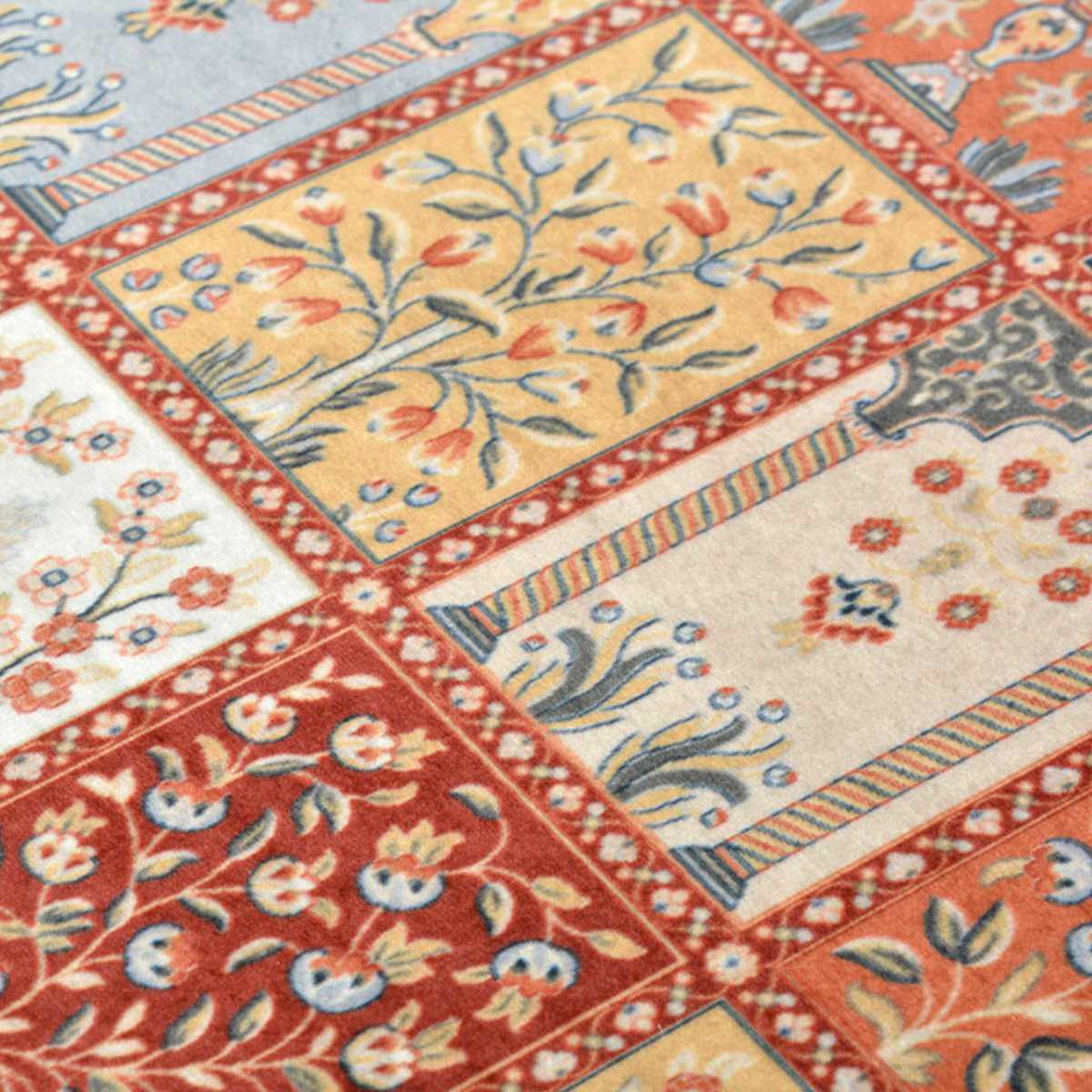 玄関マット 70×120 メダリオン柄 プリントマット 室内 ( マット ラグ 敷物 インテリア おしゃれ 薄手 軽量 滑り止め 手洗い 洗える 幅120cm 大きめ キッチン リビング 寝室 洗面所 ランドリー 室内用マット 玄関 脱衣所 ) 【ターコイズ】 ターコイズ