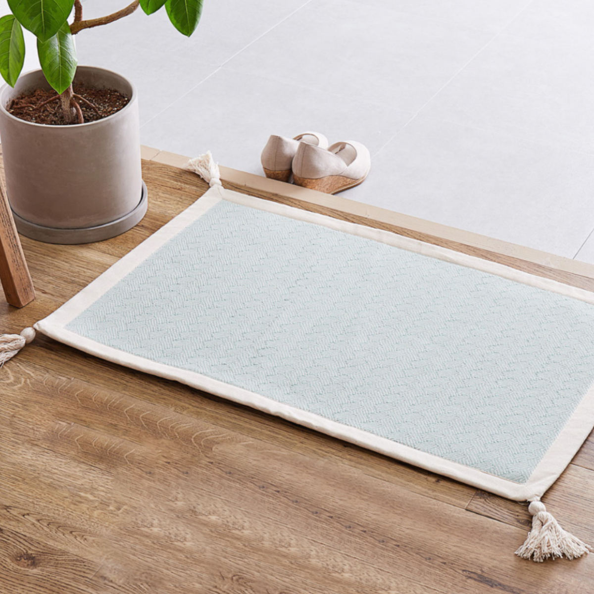 玄関マット 50×80 インド綿のふっくら玄関マット 室内 ( マット ラグ 洗える コットン 敷物 インテリア おしゃれ 薄手 軽量 滑り止め 幅80cm キッチン リビング 寝室 洗面所 ランドリー 室内用マット 玄関 脱衣所 洗面 敷き物 綿 ) 【ネイビー】 ネイビー