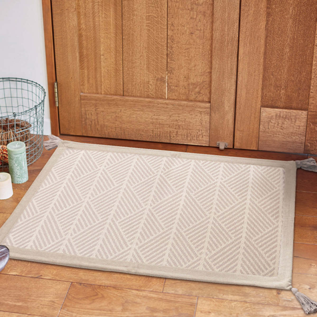 玄関マット 50×80 インド綿のふっくら玄関マット 室内 ( マット ラグ 洗える コットン 敷物 インテリア おしゃれ 薄手 軽量 滑り止め 幅80cm キッチン リビング 寝室 洗面所 ランドリー 室内用マット 玄関 脱衣所 洗面 敷き物 綿 ) 【ネイビー】 ネイビー