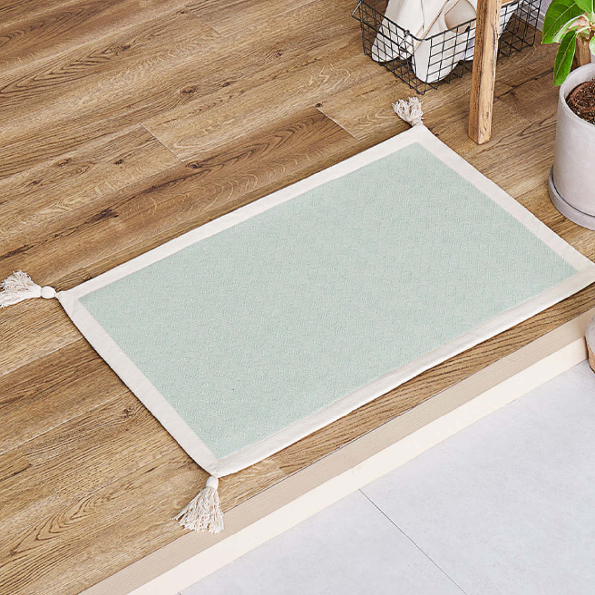 玄関マット 50×80 インド綿のふっくら玄関マット 室内 ( マット ラグ 洗える コットン 敷物 インテリア おしゃれ 薄手 軽量 滑り止め 幅80cm キッチン リビング 寝室 洗面所 ランドリー 室内用マット 玄関 脱衣所 洗面 敷き物 綿 ) 【ネイビー】 ネイビー