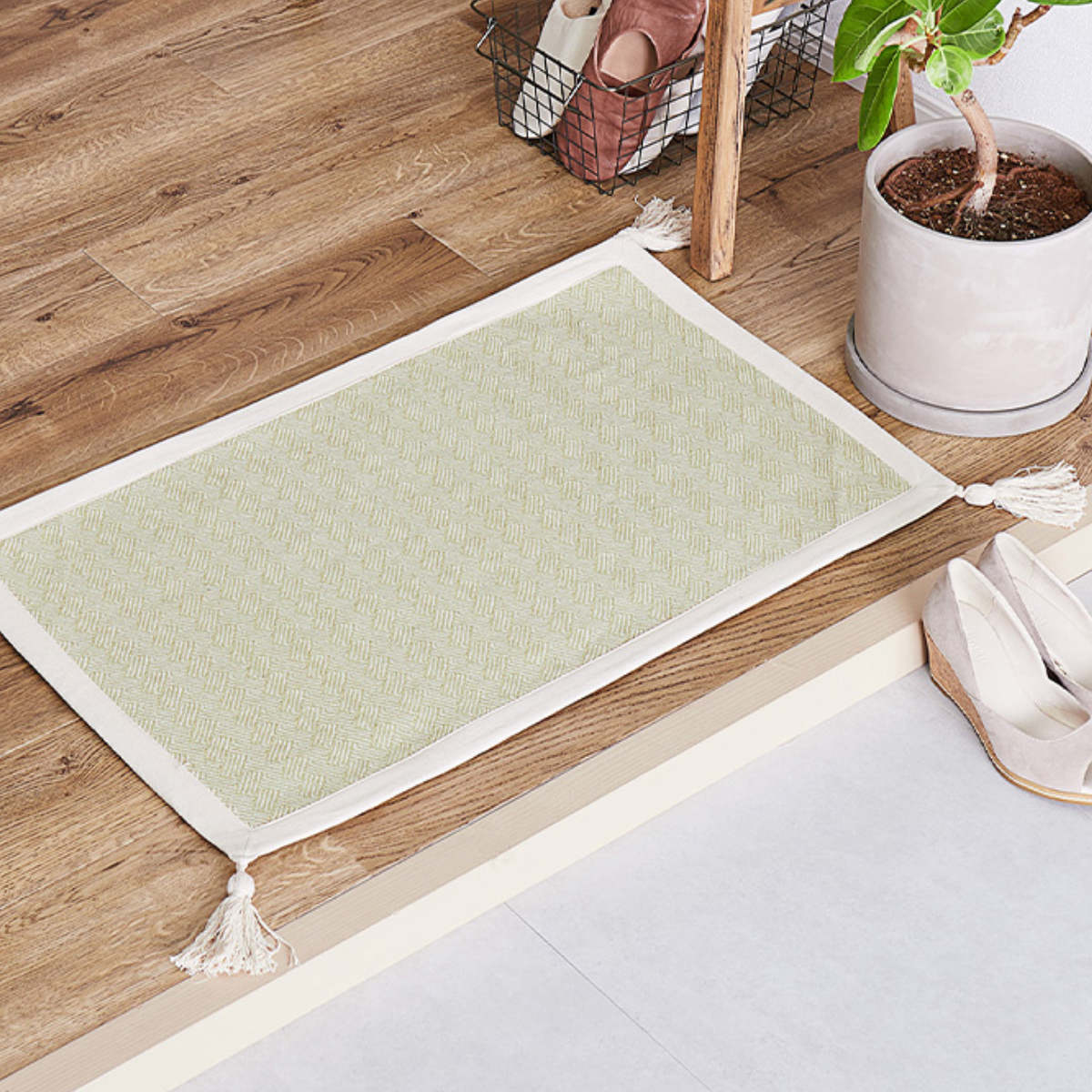 玄関マット 50×80 インド綿のふっくら玄関マット 室内 ( マット ラグ 洗える コットン 敷物 インテリア おしゃれ 薄手 軽量 滑り止め 幅80cm キッチン リビング 寝室 洗面所 ランドリー 室内用マット 玄関 脱衣所 洗面 敷き物 綿 ) 【ネイビー】 ネイビー