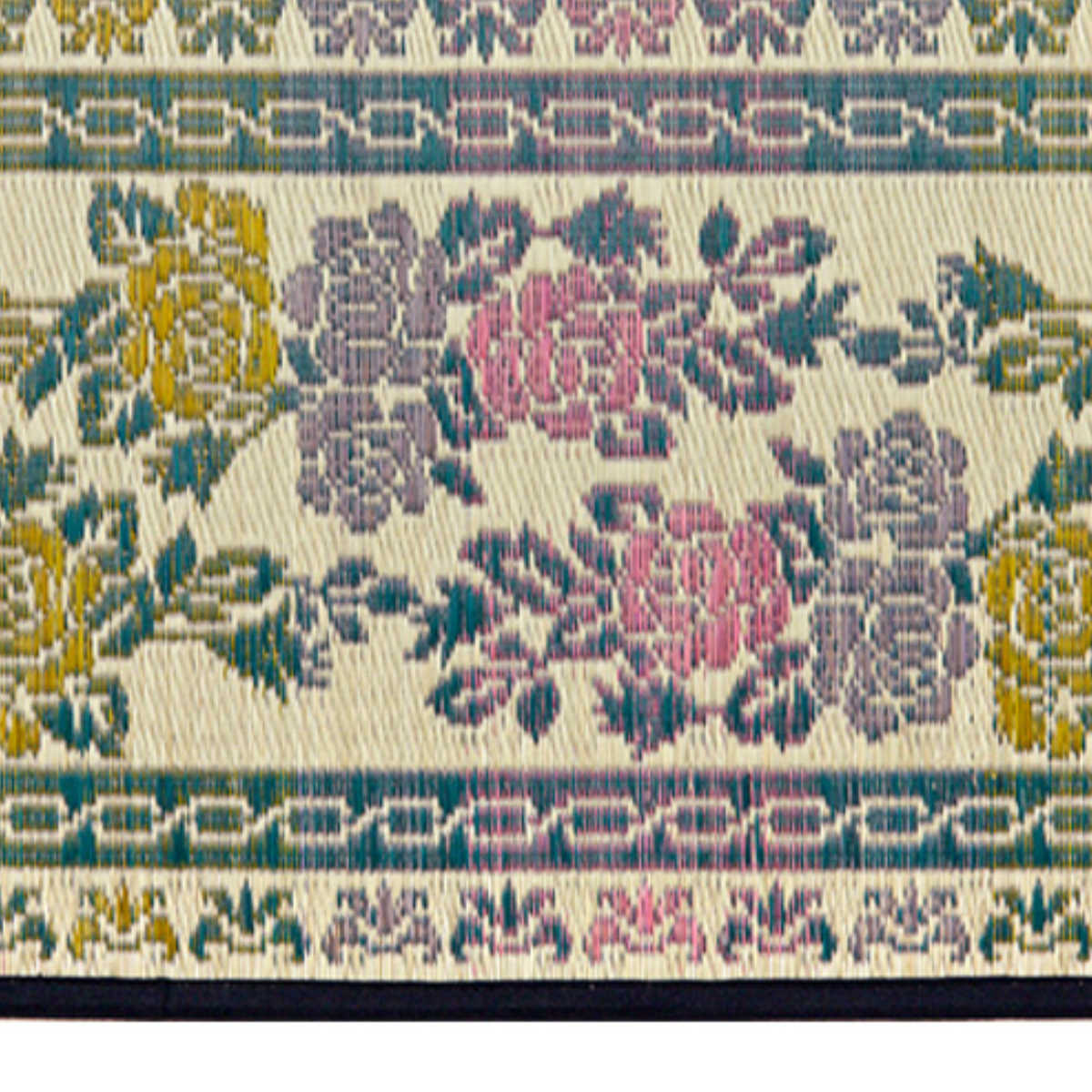 玄関マット 47×120 い草玄関マット 涼華 室内 ( い草 マット ラグ 敷物 花柄 薔薇 インテリア おしゃれ 薄手 軽量 幅120cm キッチン リビング 寝室 洗面所 ランドリー 室内用マット 玄関 脱衣所 洗面 敷き物 バラ 夏 )