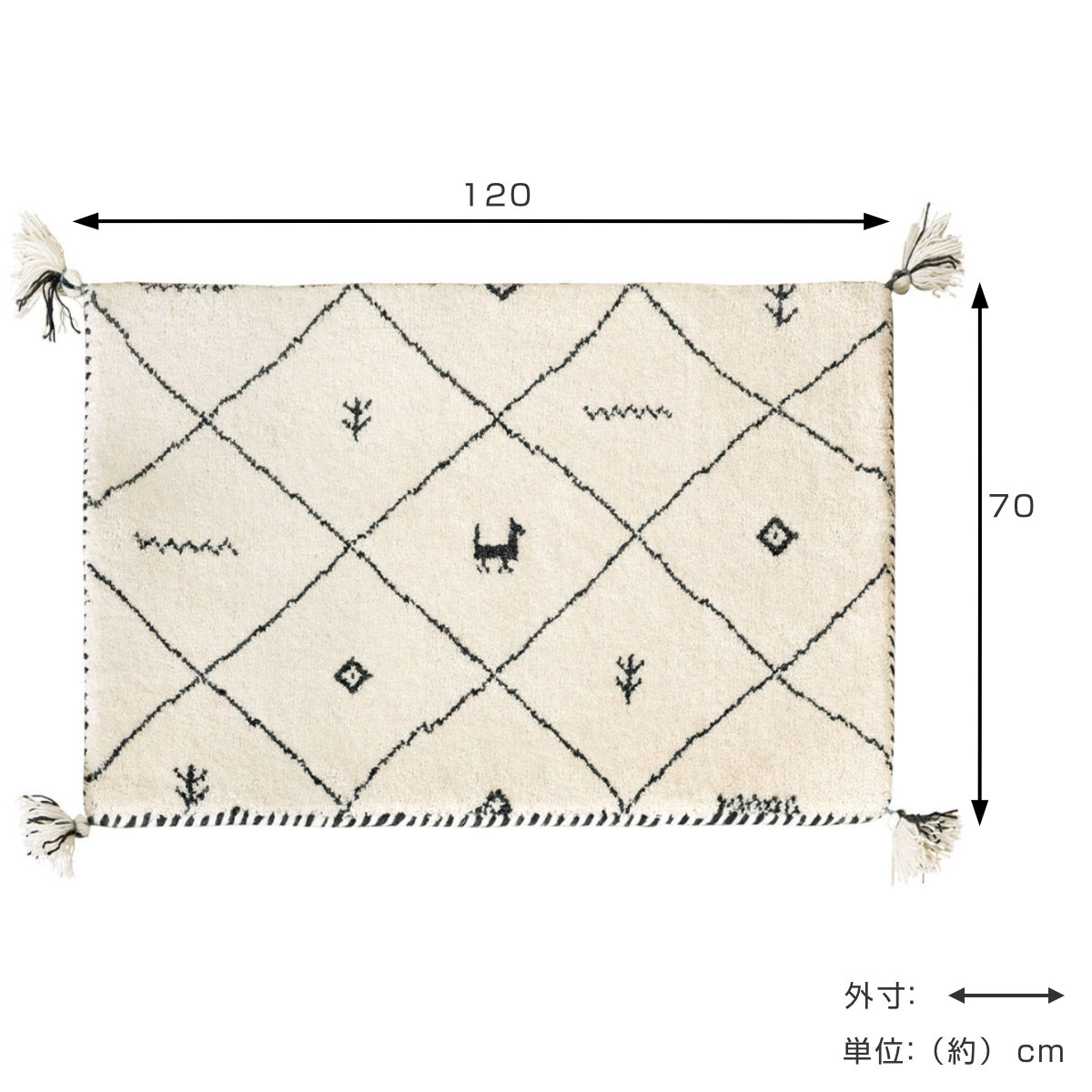 玄関マット 70×120 GABBEH 室内 ( マット ラグ 敷物 インテリア おしゃれ ウール100% 幅120cm ギャベ ギャッベ ハンドメイド オールシーズン フリンジ付き リビング ソファ横 ベッドサイド ラグマット 玄関用 エントランス ) 【D24】 D24