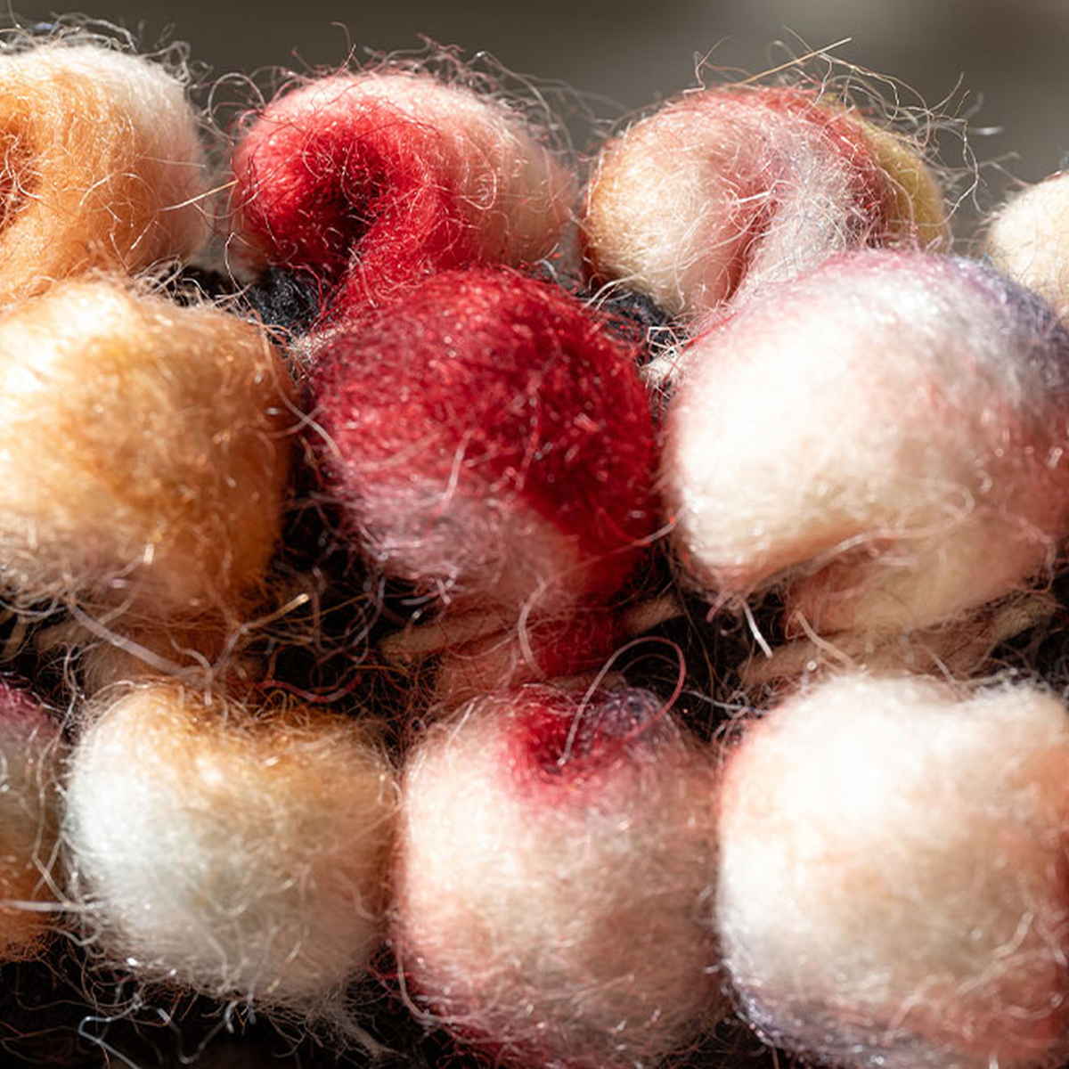 フロアマット 直径120cm ポコポコ マルチカラーの手織りマット 円形 ウール100% ( ラグ マット カーペット ふかふか グラデーション 玄関マット 室内 ホットカーペット対応 床暖対応 ハンドメイド 羊毛 敷き物 インテリア ) 【ベージュ】 ベージュ