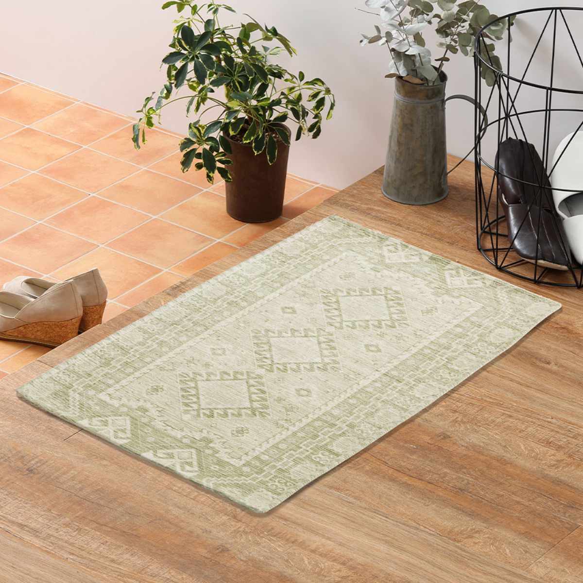 玄関マット 60×90 シェニールマット ジャガード織 室内 ( マット ラグ 敷物 インテリア おしゃれ 薄手 軽量 滑り止め 幅90cm キッチン リビング 寝室 洗面所 ランドリー 室内用マット 玄関 脱衣所 洗面 敷き物 ) 【ダーシャ】 ダーシャ