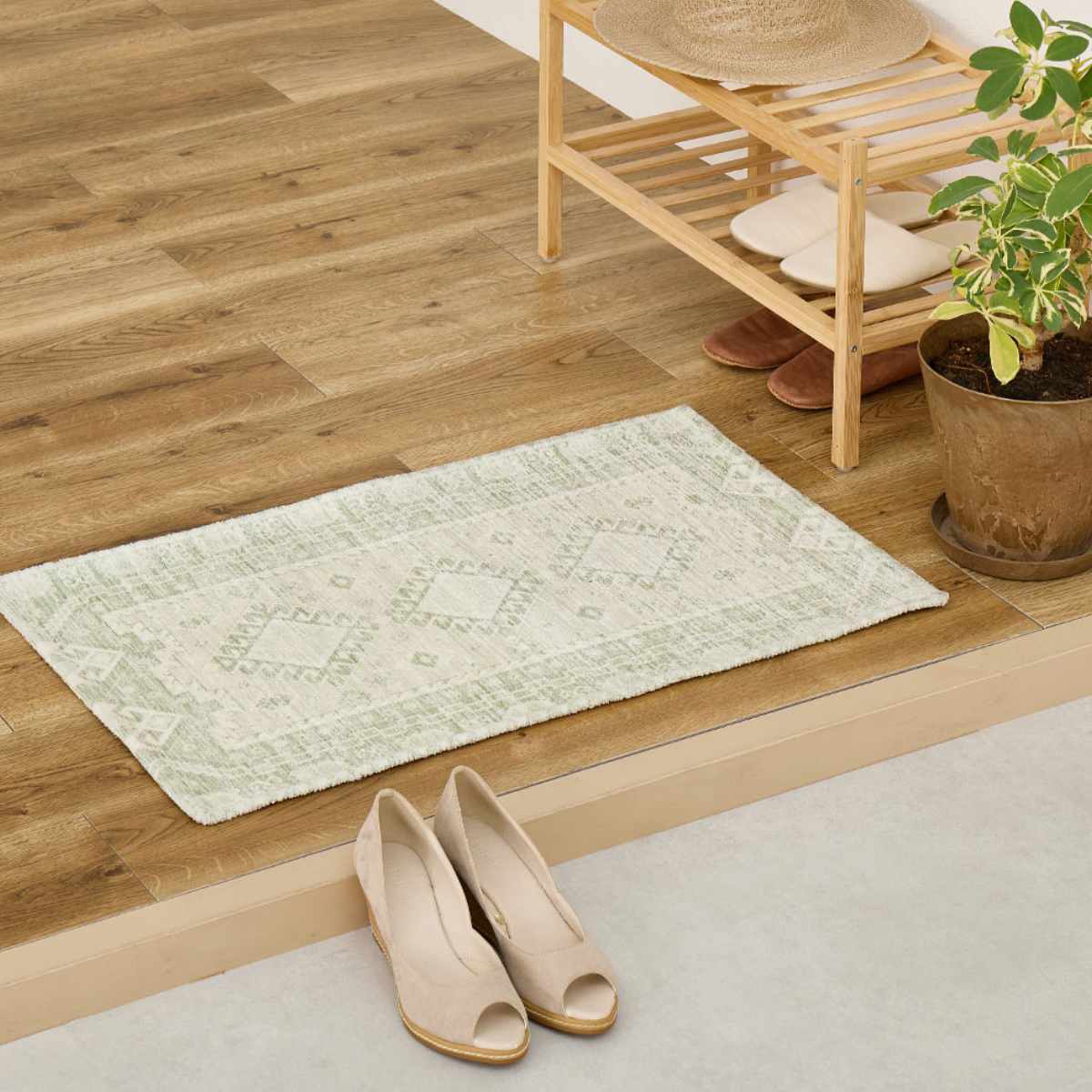 玄関マット 60×90 シェニールマット ジャガード織 室内 ( マット ラグ 敷物 インテリア おしゃれ 薄手 軽量 滑り止め 幅90cm キッチン リビング 寝室 洗面所 ランドリー 室内用マット 玄関 脱衣所 洗面 敷き物 ) 【ダーシャ】 ダーシャ
