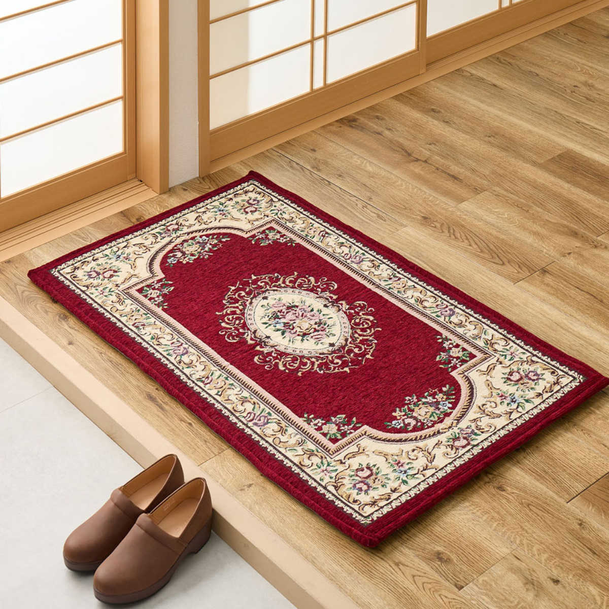 玄関マット 45×75 ダミニ 室内 ( マット ラグ 敷物 インテリア おしゃれ 滑り止め 幅75cm キッチン リビング 寝室 洗面所 ランドリー 室内用マット 玄関 脱衣所 洗面 敷き物 ) 【ネイビー】 ネイビー