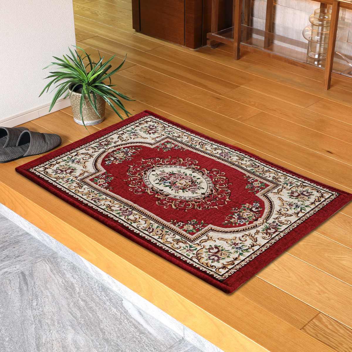 玄関マット 45×75 ダミニ 室内 ( マット ラグ 敷物 インテリア おしゃれ 滑り止め 幅75cm キッチン リビング 寝室 洗面所 ランドリー 室内用マット 玄関 脱衣所 洗面 敷き物 ) 【ネイビー】 ネイビー