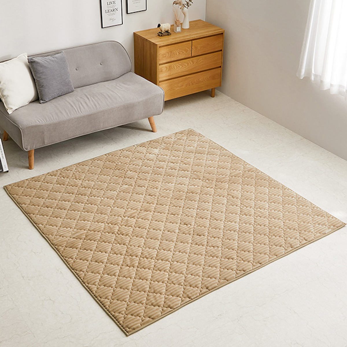 ラグ 洗える くすみカラーのストライプフランネルラグ ショコラ 130×190 ( マット ラグマット カーペット 長方形 床暖対応 絨毯 床暖 ホットカーペット 対応 洗えるラグ インテリア ホットカーペット対応 滑り止め フランネル ) 【グレージュ】 グレージュ