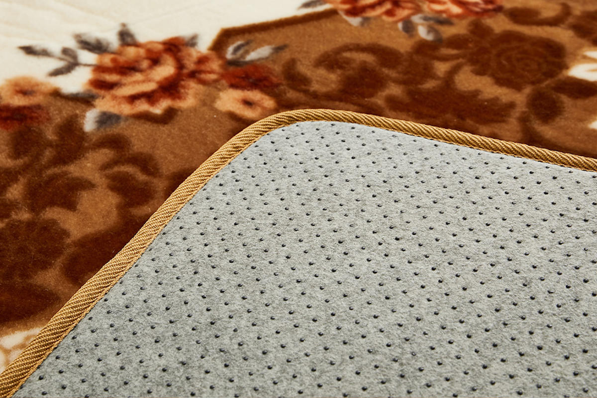 ラグ 洗える アドリア 220x220 ホットカーペットカバー ( ラグマット マット カーペット 絨毯 じゅうたん 床暖対応 床暖 床暖房 センターラグ 花柄 フラワー ホットカーペット インテリア ) 【ブラウン】 ブラウン