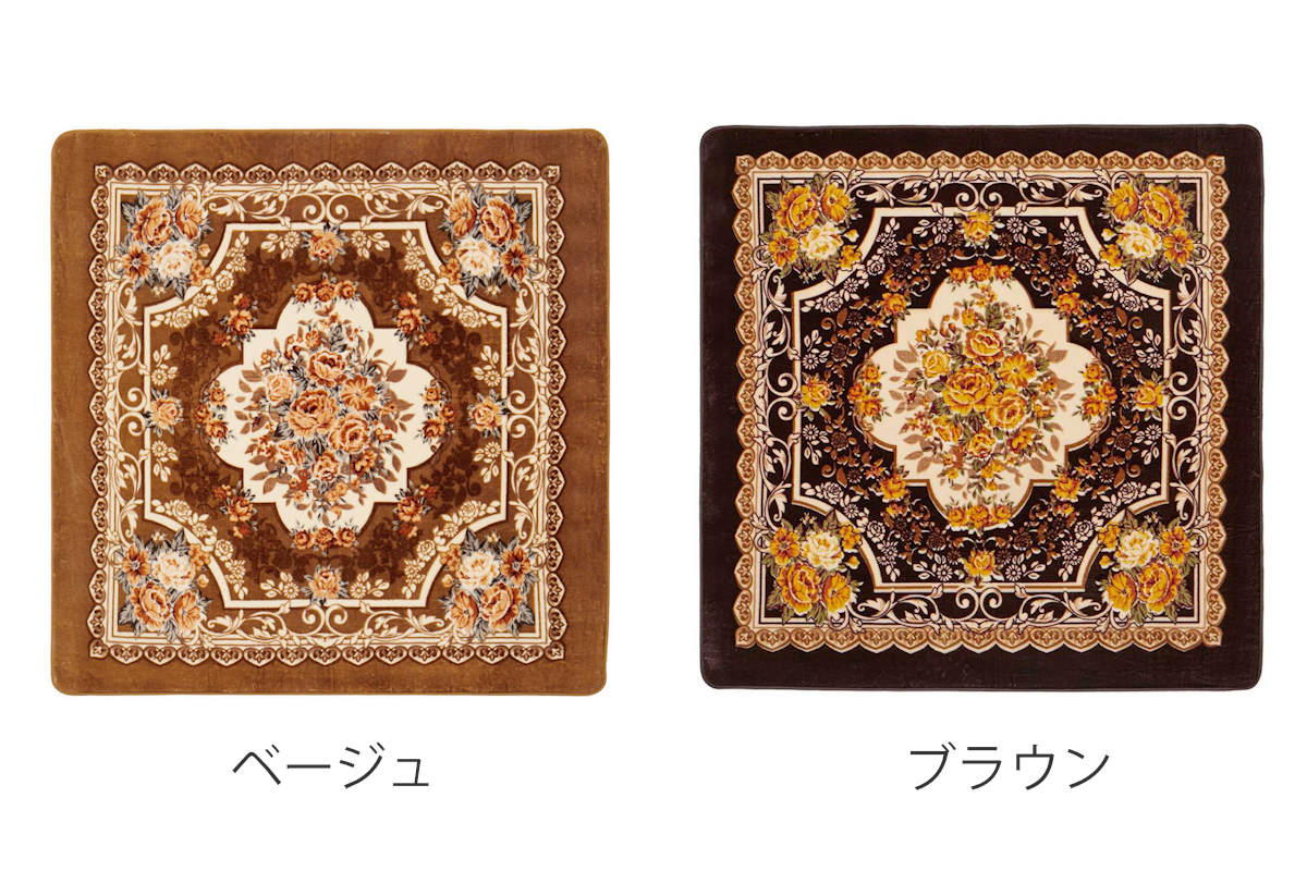 ラグ 洗える アドリア 220x220 ホットカーペットカバー ( ラグマット マット カーペット 絨毯 じゅうたん 床暖対応 床暖 床暖房 センターラグ 花柄 フラワー ホットカーペット インテリア ) 【ブラウン】 ブラウン