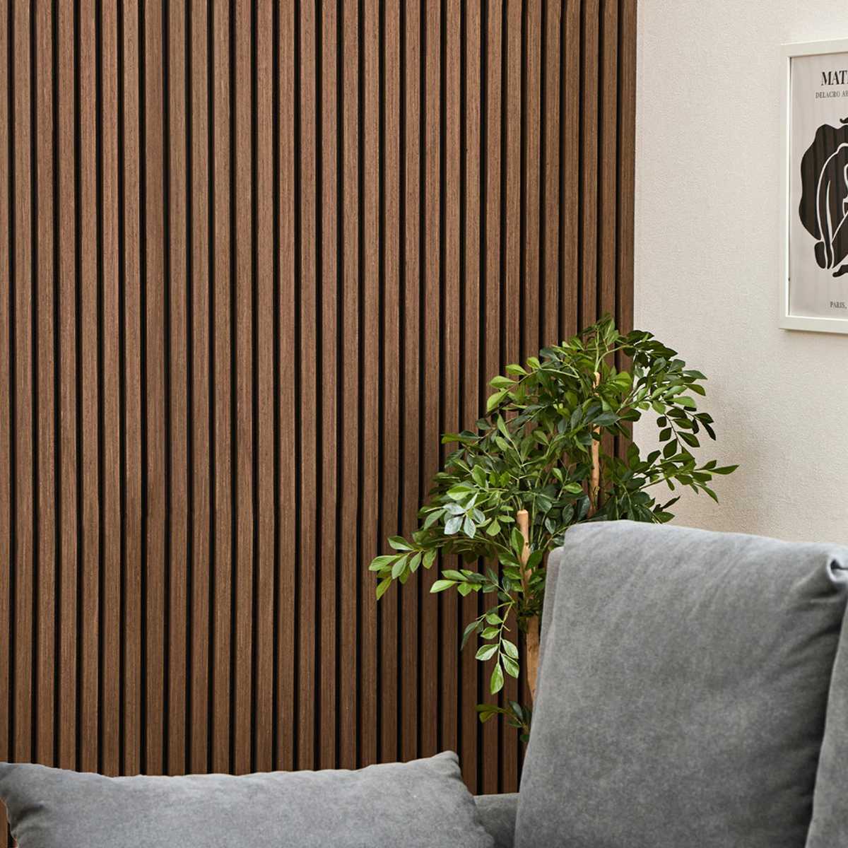 吸音パネル イパネッラ 6枚入り 防音 木目調 ( 吸音ボード ウォールパネル おしゃれ 壁 DIY 防音パネル 吸音材 カット 切れる 防音シート 防音マット 壁に貼る 壁面 オフィス インテリア 簡単DIY 吸音機能付き 内装 パネル 防音材 ) 【ダークブラウン】 ダークブラウン