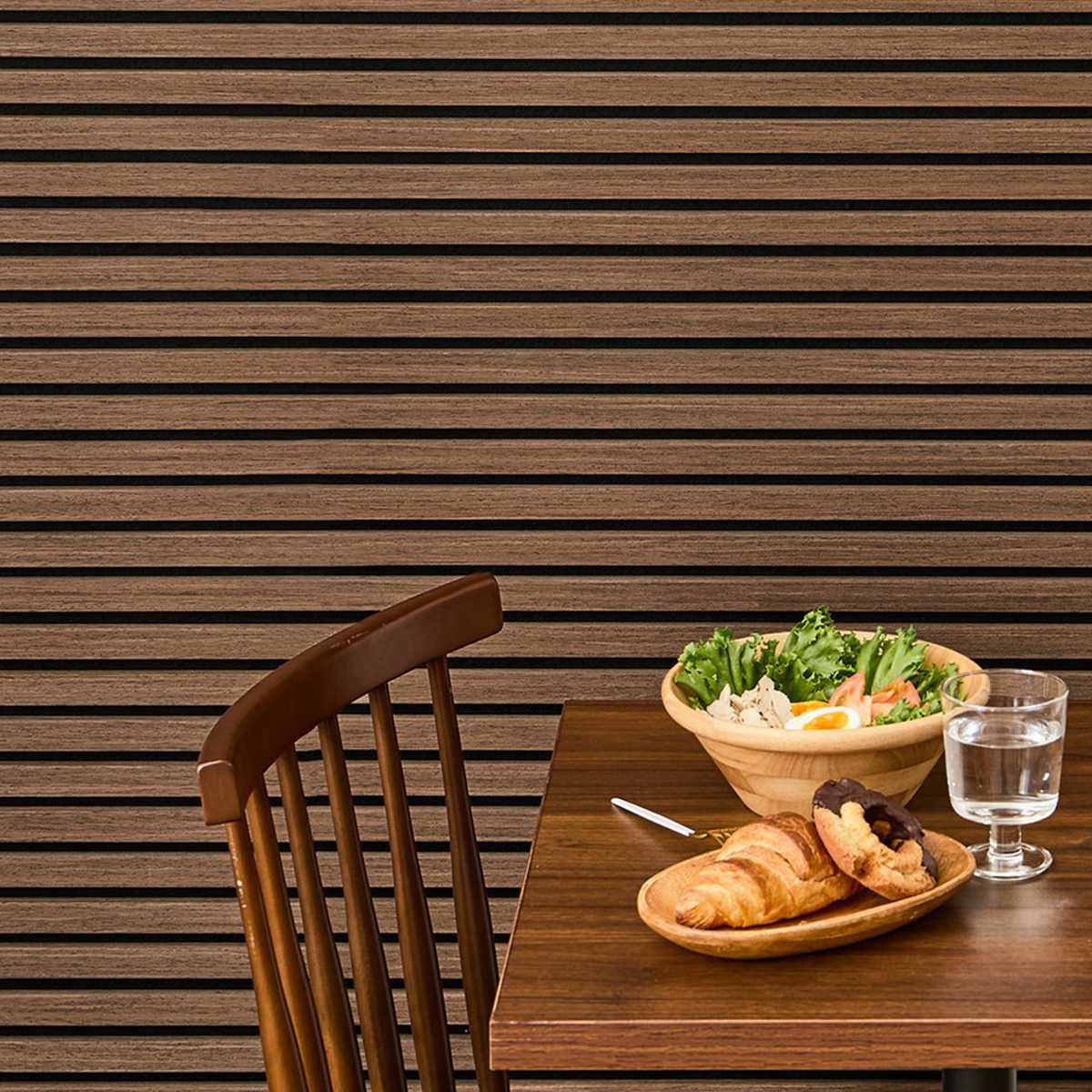 吸音パネル イパネッラ 6枚入り 防音 木目調 ( 吸音ボード ウォールパネル おしゃれ 壁 DIY 防音パネル 吸音材 カット 切れる 防音シート 防音マット 壁に貼る 壁面 オフィス インテリア 簡単DIY 吸音機能付き 内装 パネル 防音材 ) 【ダークブラウン】 ダークブラウン