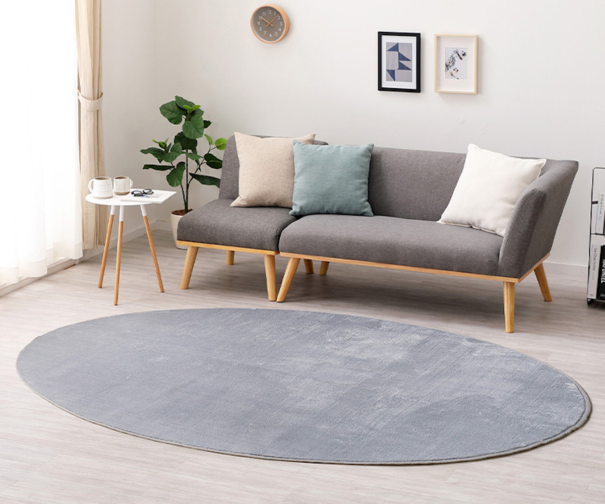 ラグ 洗える メレンゲタッチの洗えるコンパクトラグ 160x220 楕円形 ( ラグマット 絨毯 じゅうたん カーペット 楕円 マット 床暖対応 床暖 床暖房 アクセントラグ ホットカーペット対応 滑り止め インテリア 洗えるラグ ) 【グレー】 グレー