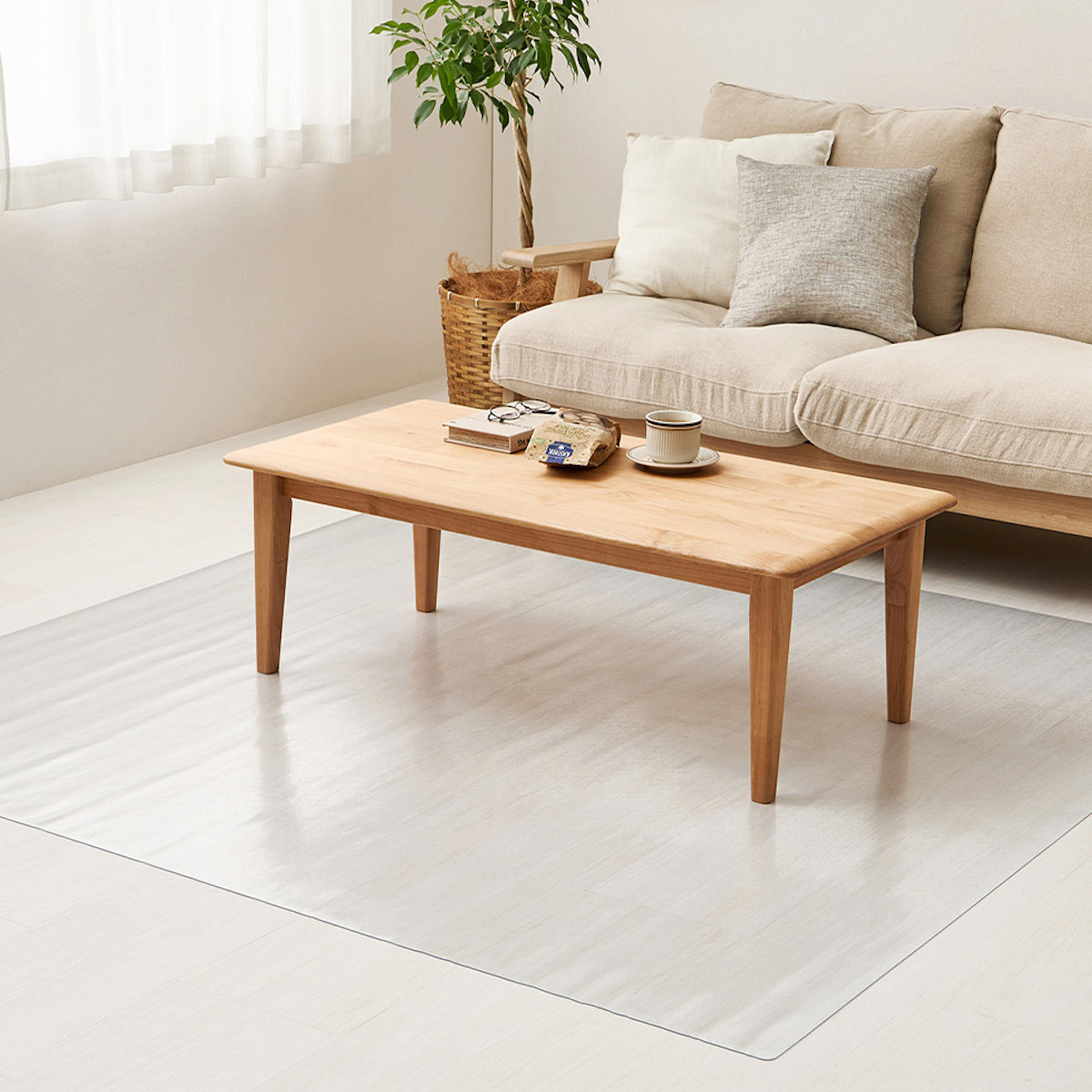 クリアマット 150x190 クリアダイニングラグ 透明マット ( マット フロアマット 透明 クリア フローリングマット クリアシート 床保護マット 抗菌効果 ズレにくい 床暖対応 フローリング フリーカット エンボス加工 角丸 )