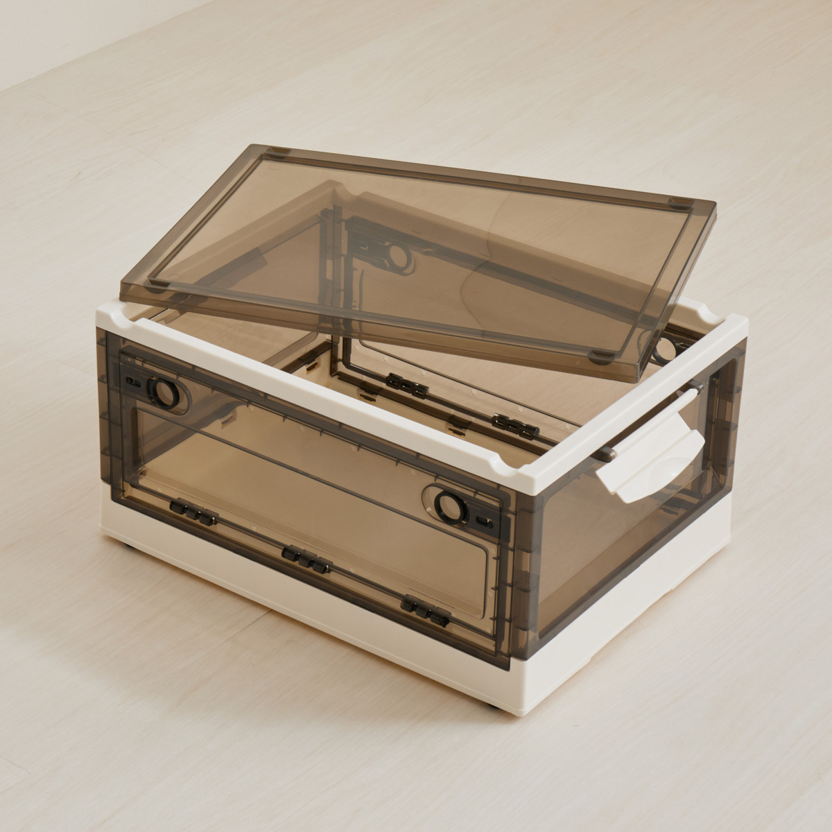 収納ケース 折りたたみ 収納ボックス 幅41×奥行29×高さ23.5cm Sサイズ 20L ( 収納 ボックス ケース 前開き 上開き 3面開き 積み重ね スタッキング コロ付き キャスター付き 小物入れ 小物収納 ) 【クリア】 クリア