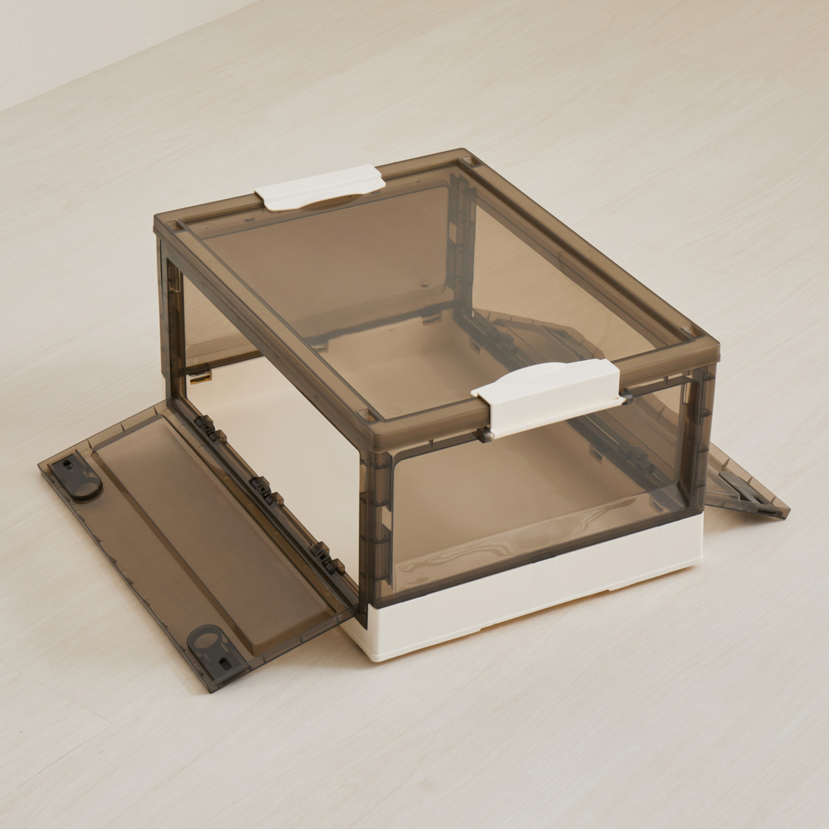 収納ケース 折りたたみ 収納ボックス 幅41×奥行29×高さ23.5cm Sサイズ 20L ( 収納 ボックス ケース 前開き 上開き 3面開き 積み重ね スタッキング コロ付き キャスター付き 小物入れ 小物収納 ) 【クリア】 クリア