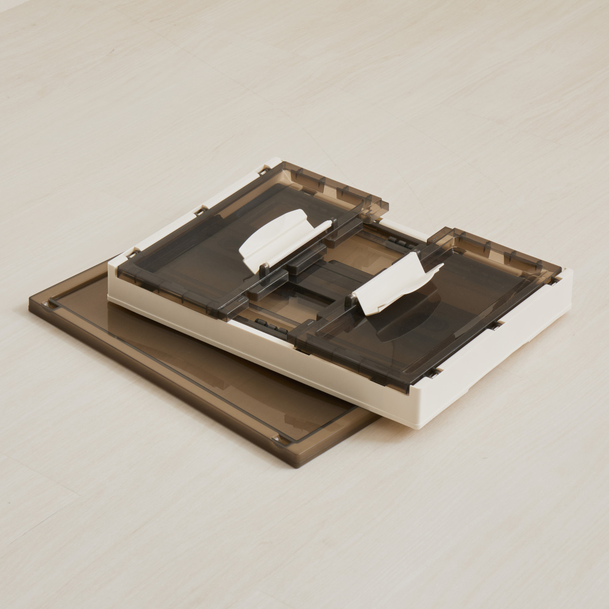 収納ケース 折りたたみ 収納ボックス 幅41×奥行29×高さ23.5cm Sサイズ 20L ( 収納 ボックス ケース 前開き 上開き 3面開き 積み重ね スタッキング コロ付き キャスター付き 小物入れ 小物収納 ) 【クリア】 クリア