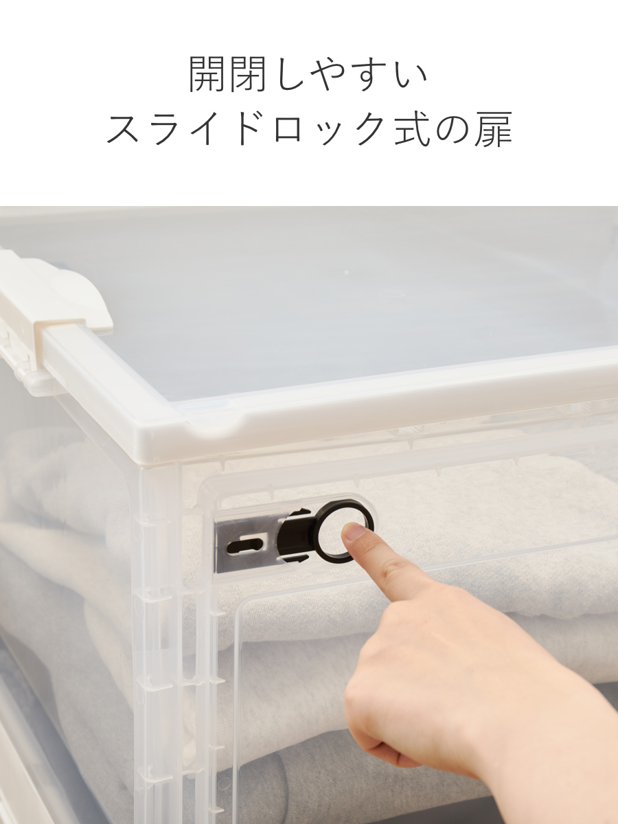 収納ケース 折りたたみ 収納ボックス 幅41×奥行29×高さ23.5cm Sサイズ 20L ( 収納 ボックス ケース 前開き 上開き 3面開き 積み重ね スタッキング コロ付き キャスター付き 小物入れ 小物収納 ) 【クリア】 クリア