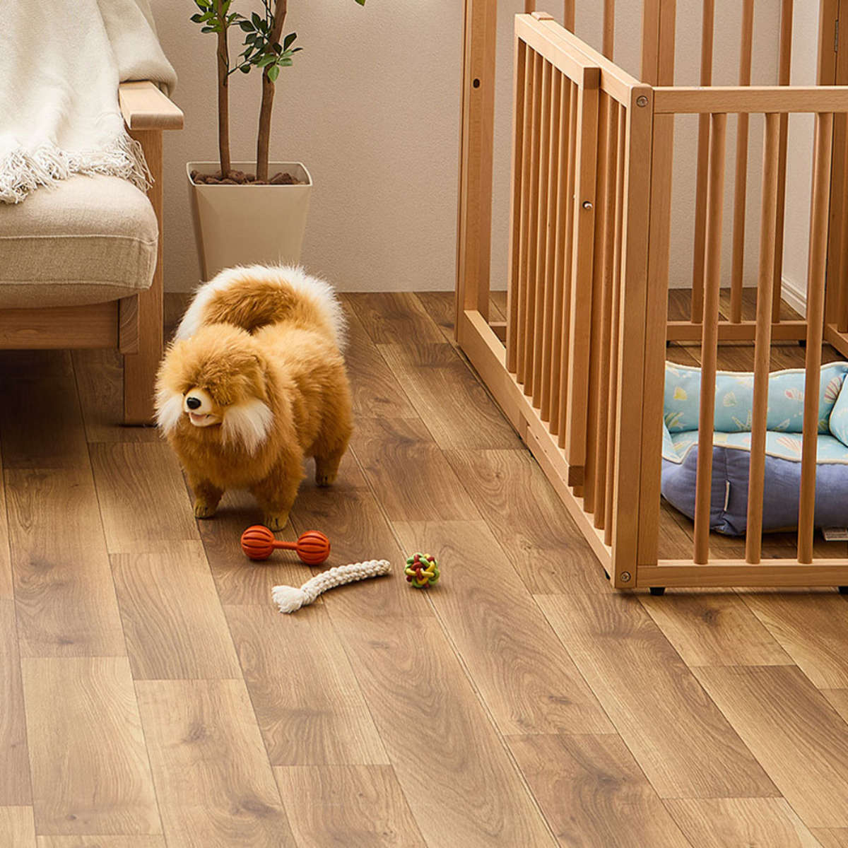 抗ウィルス・抗菌・防カビ機能付き ペット対応クッションフロア 182x180 ( クッションフロアマット ペットマット ペット用マット 滑り止め 大判 広範囲 足腰サポート 滑りにくい 消臭 カット可能 大判マット 特大サイズ ) 【オーク】 オーク