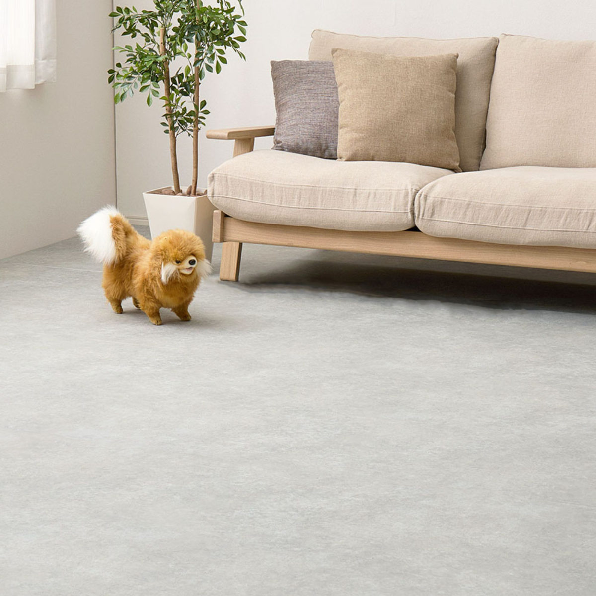 抗ウィルス・抗菌・防カビ機能付き ペット対応クッションフロア 182x260 ( クッションフロアマット ペットマット ペット用マット 滑り止め 大判 広範囲 足腰サポート 滑りにくい 消臭 カット可能 大判マット 特大サイズ ) 【モルタル】 モルタル