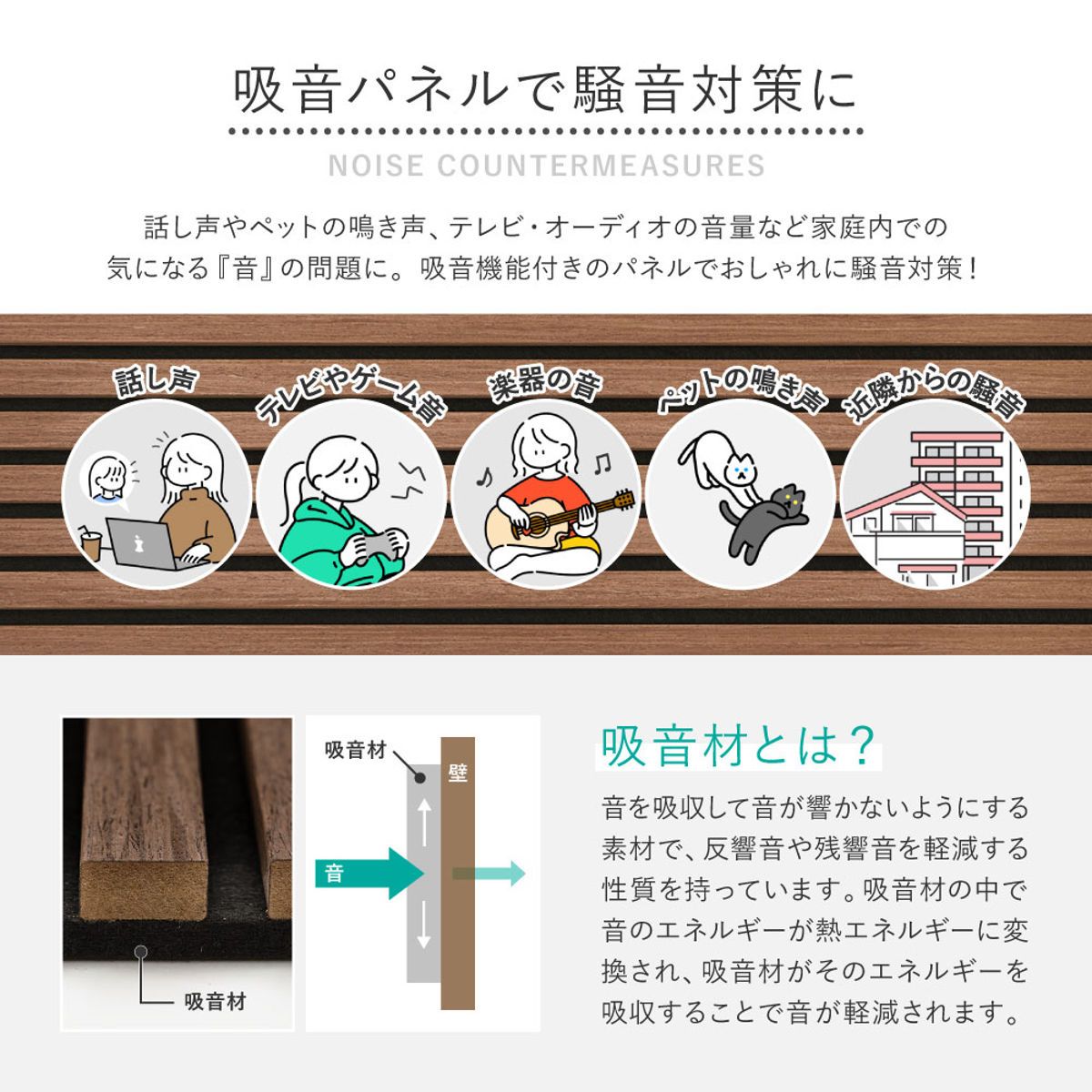 吸音パネル IPANELLA イパネッラ 約120cm 4枚組 ( 吸音シート 吸音材 剥がせる DIY 賃貸 パネル ボード 木製 おしゃれ インテリア 壁紙 吸音ボード 防音ボード 壁面 壁に貼る 防音材 遮音シート リビング 寝室 子ども部屋 ) 【ダークブラウン】 ダークブラウン