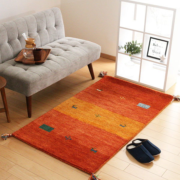 ラグ ラグマット 80×140cm 手織り マット ギャッベ D16 ( インテリアマット ギャベ じゅうたん ウール 厚手 絨毯 保温効果 防音対策 快適 リビング 長方形 床暖房 四角 室内 GABBEH 80 140 )