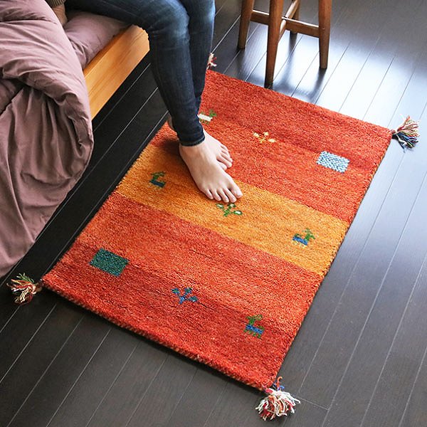 ラグ ラグマット 80×140cm 手織り マット ギャッベ D16 ( インテリアマット ギャベ じゅうたん ウール 厚手 絨毯 保温効果 防音対策 快適 リビング 長方形 床暖房 四角 室内 GABBEH 80 140 )