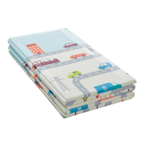 クッションプレイマット エクスロード CT折 148×196cm ( プレイマット 折りたたみ ベビーマット キッズマット 撥水 リバーシブル 両面 クッション性 おむつ替え 木目調 道路柄 子ども部屋 アウトドア )