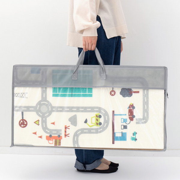 クッションプレイマット エクスロード CT折 148×196cm ( プレイマット 折りたたみ ベビーマット キッズマット 撥水 リバーシブル 両面 クッション性 おむつ替え 木目調 道路柄 子ども部屋 アウトドア )