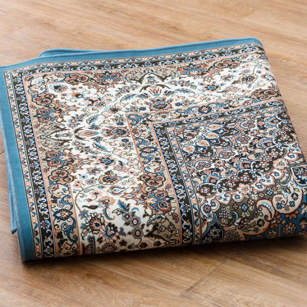 ラグマット 絨毯 約200×290cm 更紗レッド 洗える お手入れラクラク 高級柄プリントはっ水カーペット リビング カーペット、ラグ