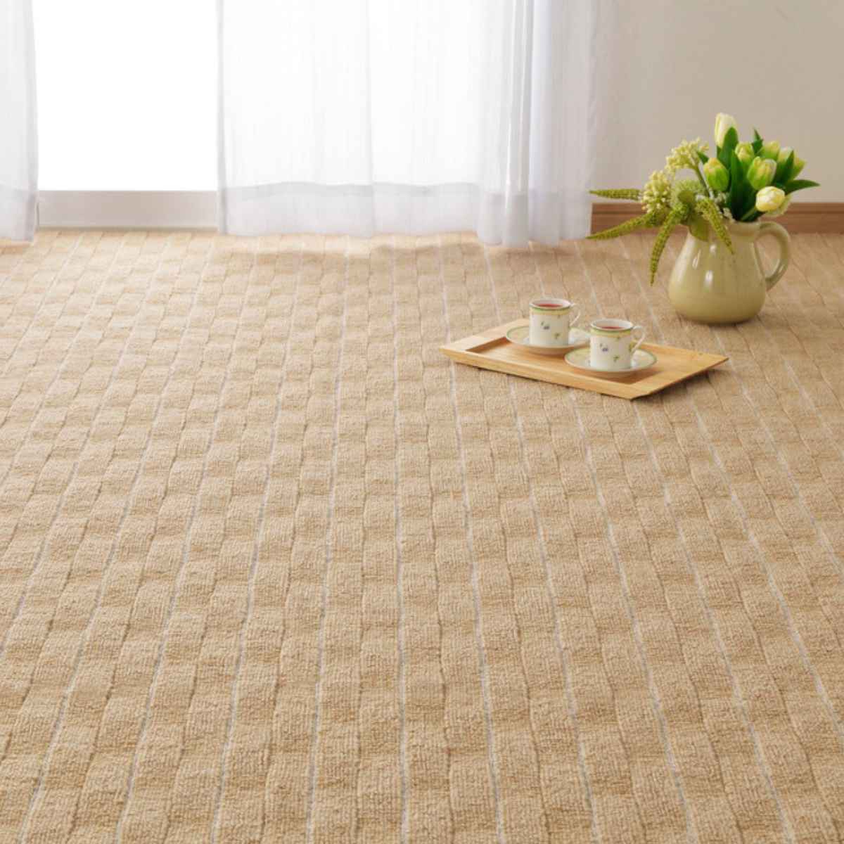 カーペット ラグ 江戸間4.5畳 平織カーペット メテオ 抗菌 防臭 カット可 ( 261×261cm ラグマット 江戸間 4.5帖 日本製 マット カットできる 敷き詰め タフトカーペット ぽこぽこ触感 平織り 床暖対応 ペット ) 【グレー】 グレー