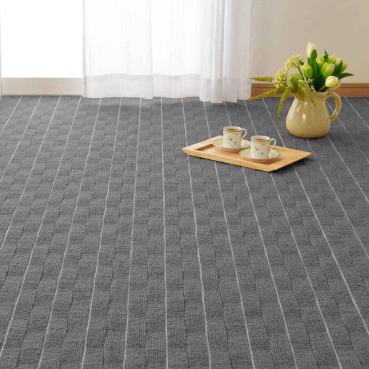 カーペット ラグ 江戸間4.5畳 平織カーペット メテオ 抗菌 防臭 カット可 ( 261×261cm ラグマット 江戸間 4.5帖 日本製 マット カットできる 敷き詰め タフトカーペット ぽこぽこ触感 平織り 床暖対応 ペット ) 【グレー】 グレー