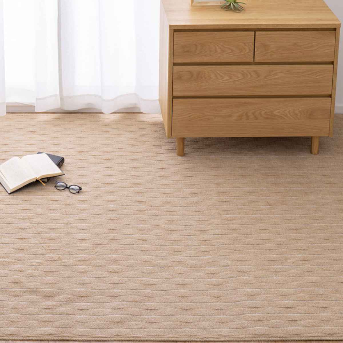 カーペット ラグ 江戸間6畳 平織カーペット メテオ 抗菌 防臭 カット可 ( 261×352cm ラグマット 江戸間 6帖 日本製 マット カットできる 敷き詰め タフトカーペット ぽこぽこ触感 平織り 床暖対応 ペット ) 【グレー】 グレー