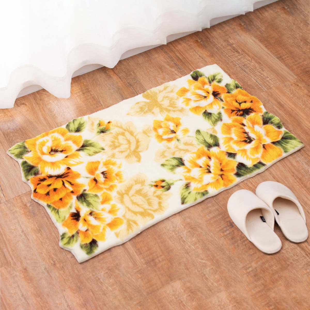 玄関マット 屋内用 55x85cm イエローローズ （ マット ラグ すべり止め