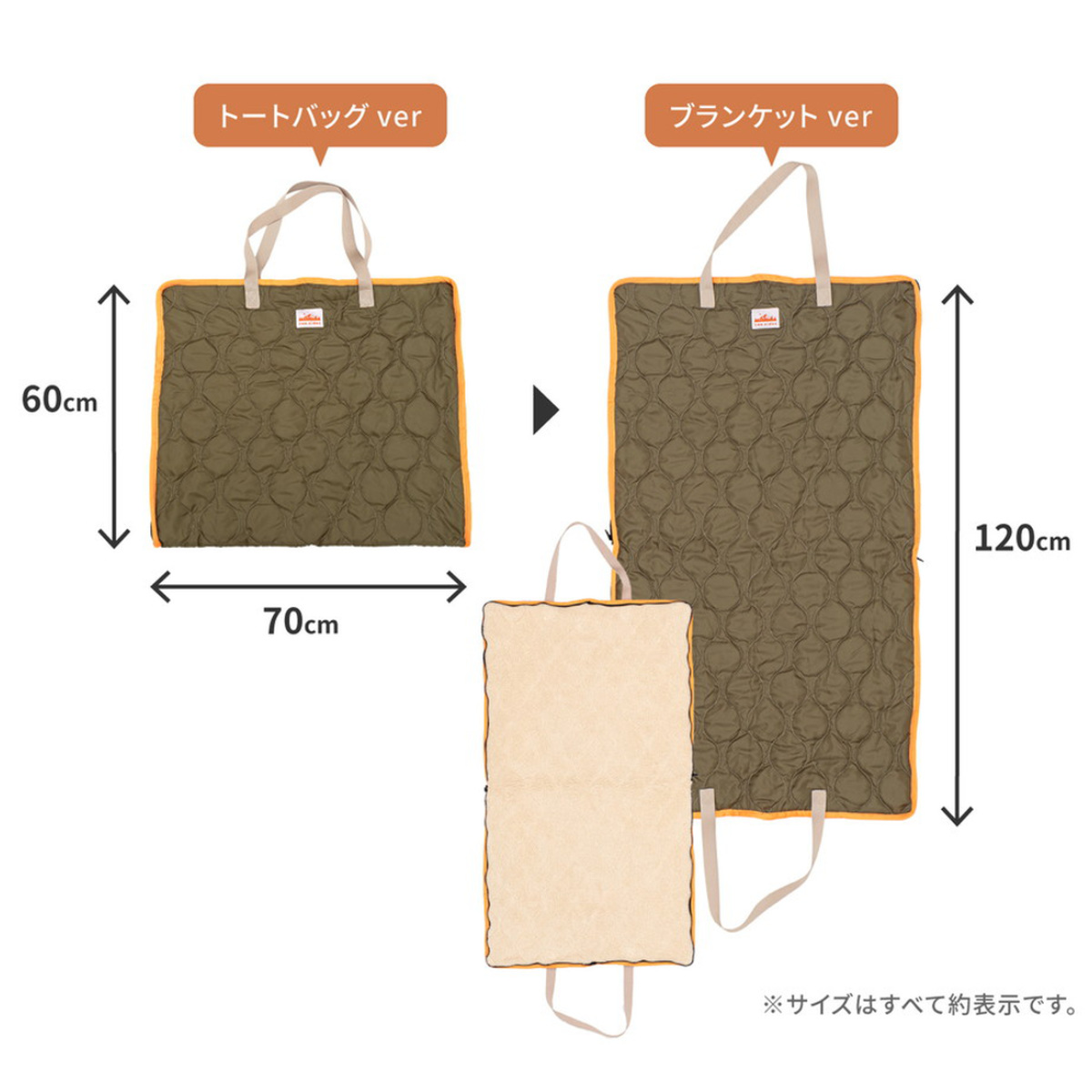 dショッピング |トートバッグ ひざ掛けにもなる2way twosides 家でも外