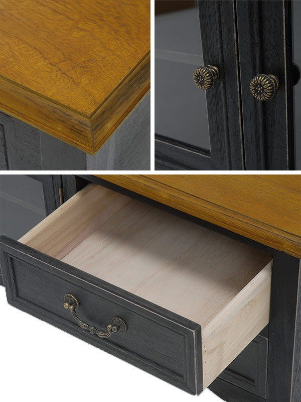 テレビ台 ローボード アンティーク調 BROCANTE ブラック 幅90cm