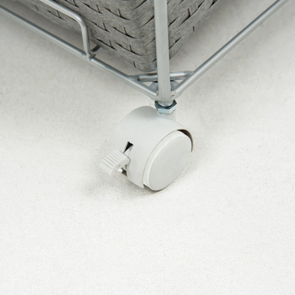 ランドリーラック 3段 ランドリーワゴン ランドリーバスケット バスケット付 横型 ラタン調 ( ラタン キャスター キャスター付 大容量 ワイド 洗濯 バスケット 脱衣かご ラック 洗濯物入れ 洗濯かご 四角 収納 防水 分別 ) 【ダークブラウン】 ダークブラウン