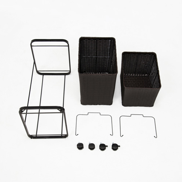 ランドリーラック 2段 ランドリーワゴン ランドリーバスケット バスケット付 縦型 ラタン調 ( ラタン スリム キャスター キャスター付 洗濯 バスケット 脱衣かご ラック 洗濯物入れ 大容量 洗濯かご 四角 収納 防水 分別 ) 【ホワイト】 ホワイト