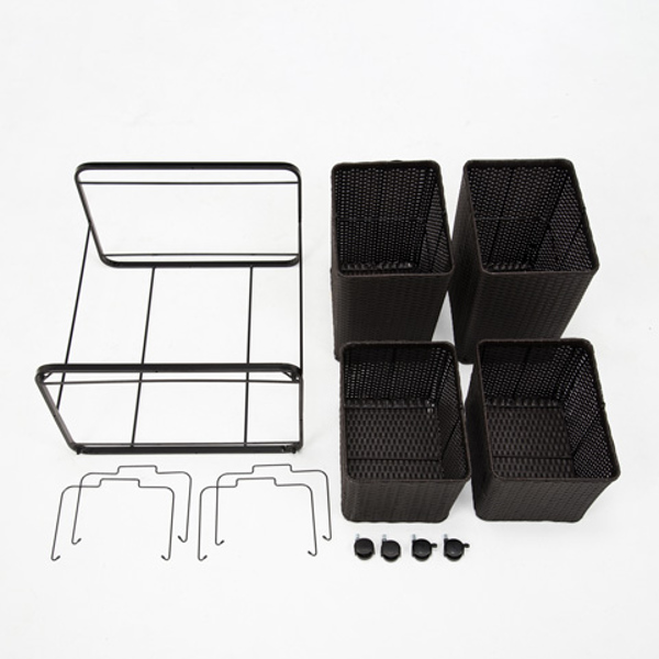 ランドリーラック 2段 ランドリーワゴン ランドリーバスケット バスケット付 横型 ラタン調 ( ラタン キャスター キャスター付 大容量 ワイド 洗濯 バスケット 脱衣かご ラック 洗濯物入れ 洗濯かご 四角 収納 防水 分別 ) 【ホワイト】 ホワイト