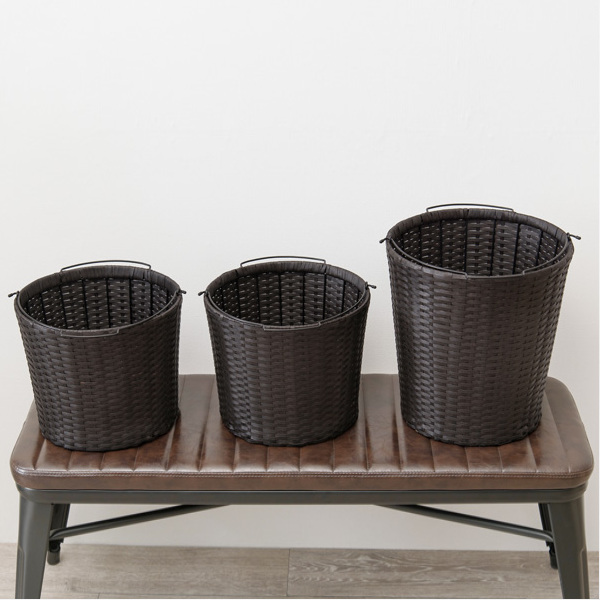 ランドリーラック 3段 丸型 ランドリーワゴン ランドリーバスケット バスケット付 縦型 ラタン調 ( ラタン スリム キャスター キャスター付 洗濯 バスケット 脱衣かご ラック 洗濯物入れ 洗濯かご 丸 収納 防水 分別 ) 【グレー】 グレー