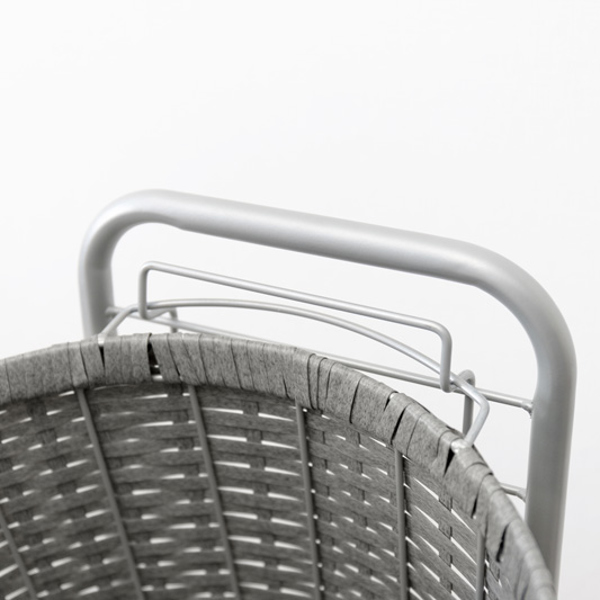 ランドリーラック 3段 丸型 ランドリーワゴン ランドリーバスケット バスケット付 縦型 ラタン調 ( ラタン スリム キャスター キャスター付 洗濯 バスケット 脱衣かご ラック 洗濯物入れ 洗濯かご 丸 収納 防水 分別 ) 【グレー】 グレー