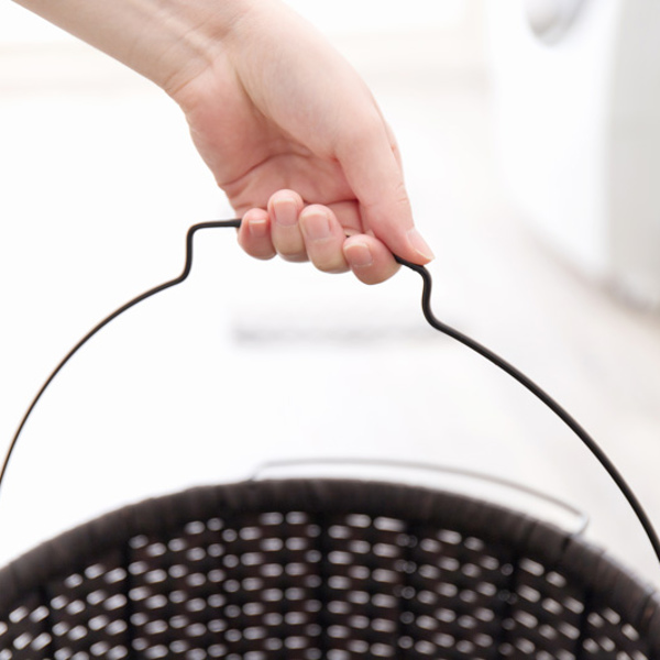 ランドリーラック 3段 丸型 ランドリーワゴン ランドリーバスケット バスケット付 縦型 ラタン調 ( ラタン スリム キャスター キャスター付 洗濯 バスケット 脱衣かご ラック 洗濯物入れ 洗濯かご 丸 収納 防水 分別 ) 【グレー】 グレー