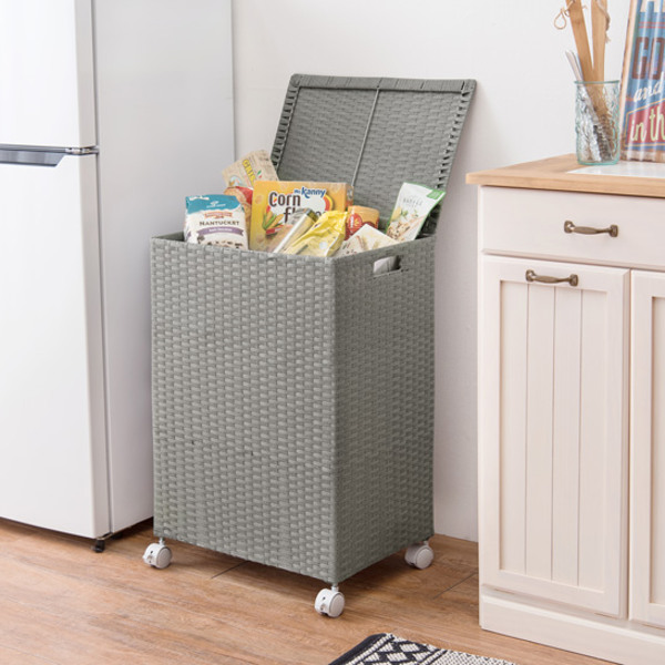 ランドリーボックス 70リットル ランドリーバスケット キャスター 大容量 ふた付 スリム ( 洗濯かご バスケット 隙間 収納 洗濯機横 ふた キャスター付き 脱衣かご ラック 洗濯物入れ 四角 70l 70L 目隠し 物入れ ) 【ホワイト】 ホワイト