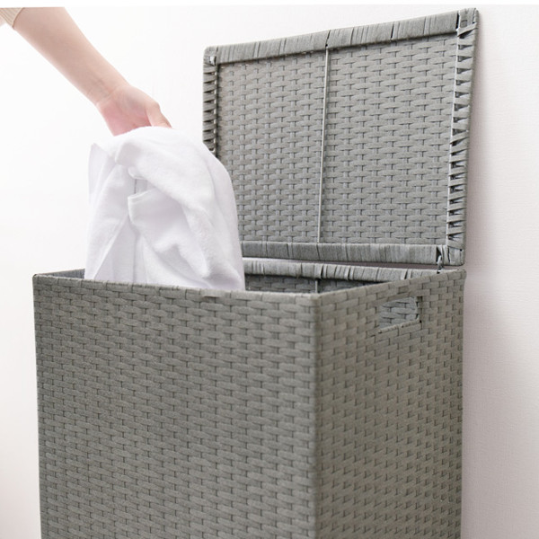 ランドリーボックス 70リットル ランドリーバスケット キャスター 大容量 ふた付 スリム ( 洗濯かご バスケット 隙間 収納 洗濯機横 ふた キャスター付き 脱衣かご ラック 洗濯物入れ 四角 70l 70L 目隠し 物入れ ) 【ホワイト】 ホワイト