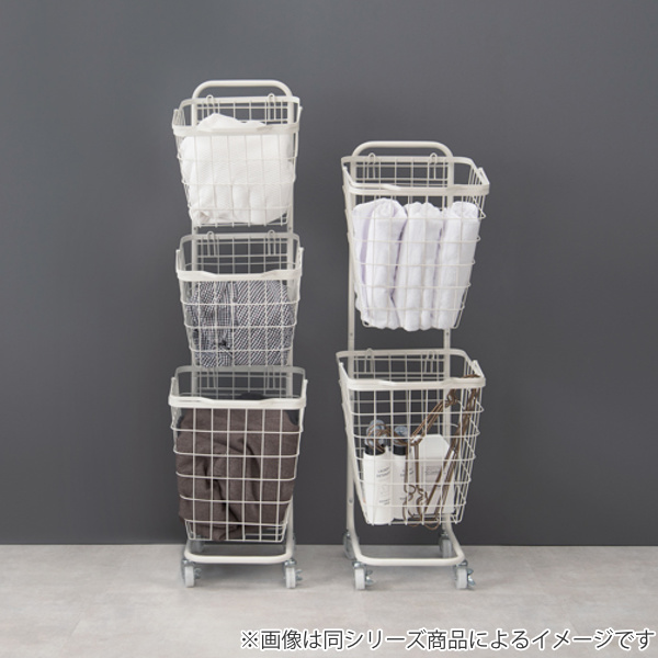 ランドリーワゴン 3段 スリム 幅35cm スクエアバスケット ランドリーラック バスケット付 ニュアンスカラー 角型 ( ランドリーバスケット 洗濯 ランドリー ワゴン 35cm 脱衣かご ランドリー収納 収納 洗濯かご 3個 大容量 ) 【ダークブラウン】 ダークブラウン