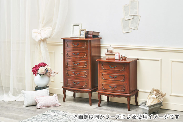 チェスト 5段 クラシック調 マホガニー前板 猫脚 幅52cm ( サイドチェスト リビング収納 天然木 木製 タンス リビングボード 収納 サイドボード ブラウン 茶色 シック 高級感 おしゃれ 完成品 )